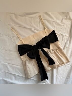 ZARA Peplum Bow Crop Top Women M Statement Soft Feminine Old Money French Luxe
